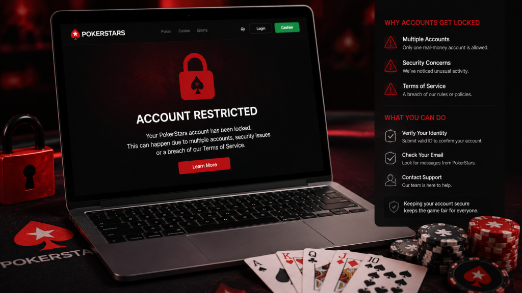 PokerStars 账号被锁 多账号和验证错误示意图