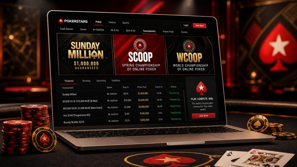 PokerStars Sunday Million SCOOP WCOOP 錦標賽示意圖